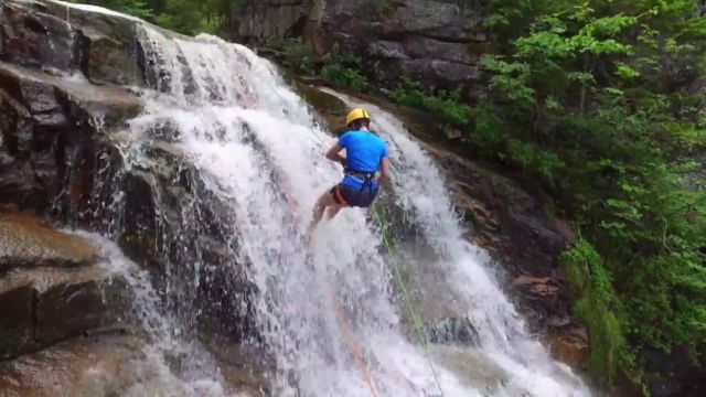 Waterfall rappelling | White Mountains, NH